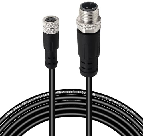 Lonlonty M12 su M8 dritto maschio a 4 poli su dritto femmina a 4 poli con cavo in PVC, 2 metri