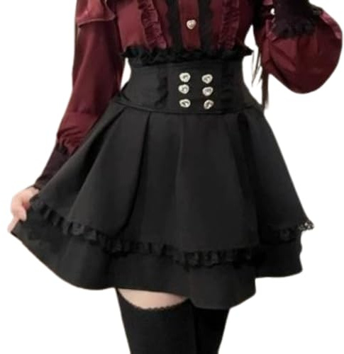 Pokn Lolita Shirts Jirai Kei Fashion Kawaii Clothing Goth Shirts Women Lace Mesh Sheer Long Sleeve Blouse, Bottom, S