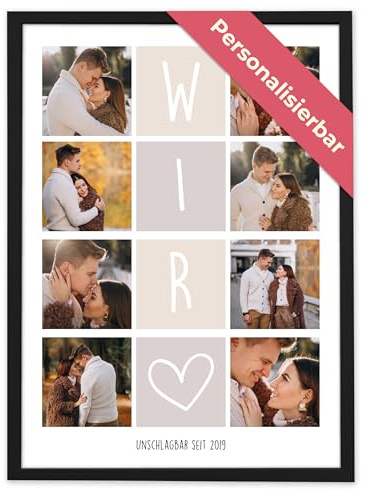 GiveSmiles WIR Fotocollage mit 8 Fotos – Personalisiertes Geschenk | für Frauen & Männer | Partner Geschenke & Jahrestag Geschenk für sie & ihn | Valentinstag Fotogeschenke & Geschenke