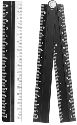 sourcing map Falt- und gerades Lineal-Set, 30/15 cm, metrische Aluminiumlegierung, Kunststoff, Winkelmesser, faltbares Winkellineal für Zuhause, Klassenzimmer, Büro, Schwarz