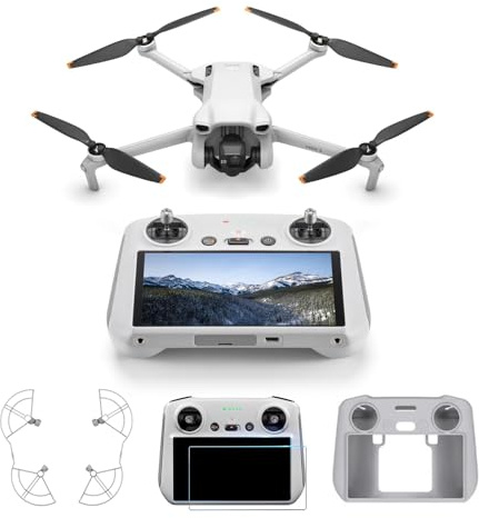 DJI Mini 3 (DJI RC) con Lector de Tarjetas, Alfombrilla y Tarjeta de Memoria - Dron Plegable con Cámara 4K HDR, 38 min de Vuelo, Grabación Vertical, Menos de 249 g