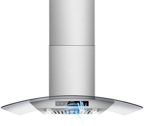 36 inch Range Hood Wall Mount, 1200 CFM with 4-Speed Gesture Sensing & Touch Control, Stainless Steel Ducted Kitchen Stove Vent Hoods with 2 LED Lights, Time Setting, Dishwasher-Safe Baffle Filters
