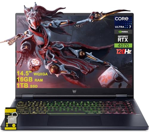 acer Predator Helios Neo 14 Gaming AI PC Laptop 14.5 WQXGA (2560x1600) 120Hz (100% sRGB, G-SYNC) Intel 16-core Ultra 7 155H 16GB RAM 1TB SSD GeForce RTX 4070 RGB Backlit Win11 ICP Hub w/Copilot AI