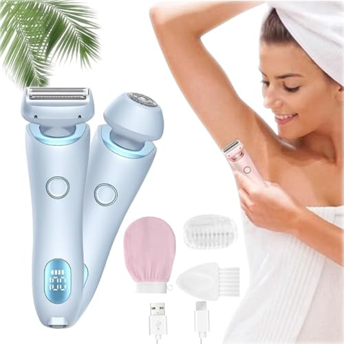 Glisse Pro Haarentferner Boulina, Boulina Rasierer Damen, 2025 Rasierer Damen intimbereich, IPX7 Waterproof, Cordless USB Wet/Dry Epilator with LED Display, for Face, Bikini, Legs, Arms, Body (1-Blue)