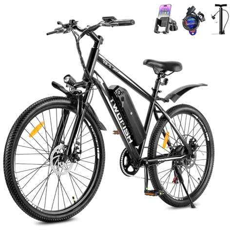 TWOFISH Electric Bike for Adults, 250W Motor E Bike with 36V 15Ah Battery, 100KM Max Range, 7-Speed Electric Mountain Bicycle with LED Display, Disc Brakes, Cruise Control, TF-1 (Black-White)