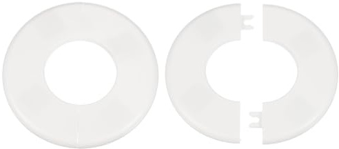 sourcing map 2pcs Wall Split Flange 51mm/2 Self-Adhesive Plumbing Cover Plates ABS Plastic Round Escutcheon Plate Buckle Design for Water Pipe Bathroom Kitchen Decoration, White