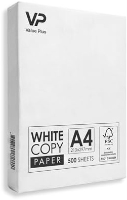 Value Plus A4 Printer Paper - 500 Sheets | Bright White Multipurpose Copy Paper for Inkjet & Laser Printers | Reliable Everyday Printing for Home, School & Office Supplies