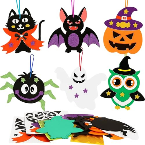 ZexJpr Halloween Bastelset, Moosgummi Bastelset Kinder, Herbstdeko Basteln, Geeignet für Handgefertigte DIY-Handwerk und Kreative Sets, Halloween-Party-Spiele, Herbst-Winter-Dekorationen