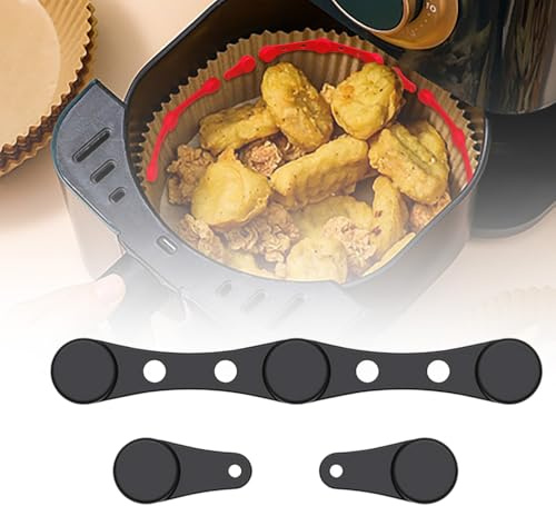 Aimants pour papier sulfurisé Airfryer, boucles magnétiques en silicone pour friteuses à air chaud, boucle de fixation magnétique en silicone résistant aux hautes températures (noir)