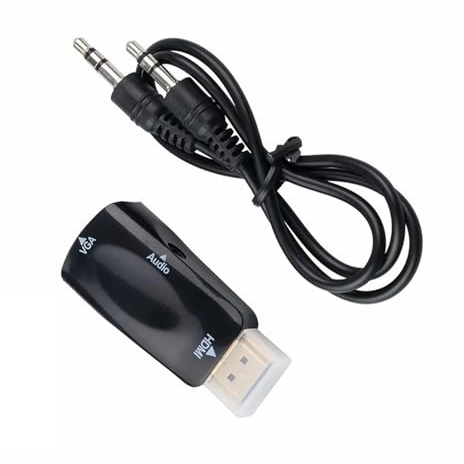 Câble convertisseur HDMI vers VGA mâle vers femelle, adaptateur jack 3,5 mm, audio for téléviseur, PC, ordinateur portable, tablette, connecteur, câble de conversion d'affichage(Black with data line)
