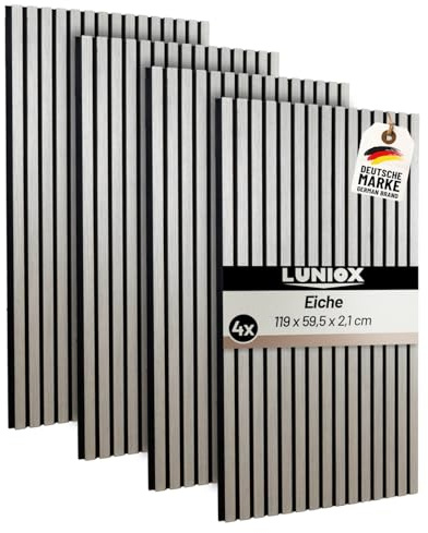 LUNIOX 2X Akustikpaneele Eiche 119x59,5x2,1cm, Wandpaneele, Schallabsorber, Wandverkleidung, Schallschutz