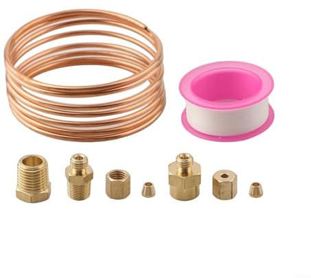 Kit tubo manometro olio 72 pollici tubo di rame con raccordi in ottone, 1/8 NPT a 1/4 NPT adattatori per auto camion e trattori