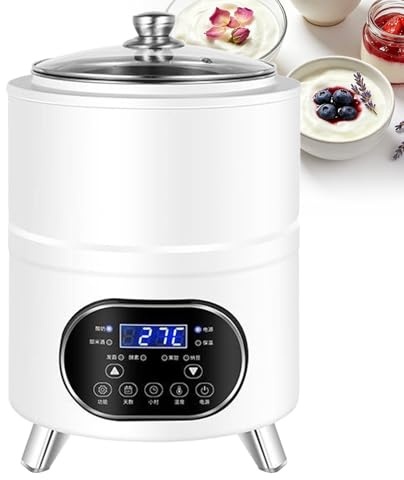 KRYANFEN Yogurtiera Professionale Macchina Yogurt 12L con capacità Extra Large e Schermo LCD per Yogurt Fatto in Casa e Impasto Fermentato per Grandi Famiglie White-8L