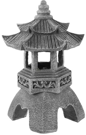 BETOOKY Lanterne Étanche Solaire Pagode Design Zen Traditionnel Chinois en Résine et Décorative pour Jardin Extérieur et Paysage