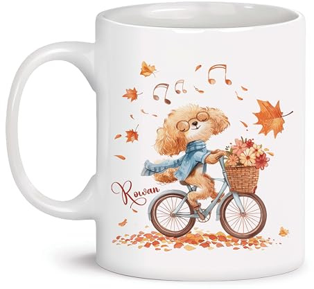 Porslinsmuggar med handtag keramisk mugg kaffe anpassad cykelpudel tekoppar dam kollega herr 330 ml