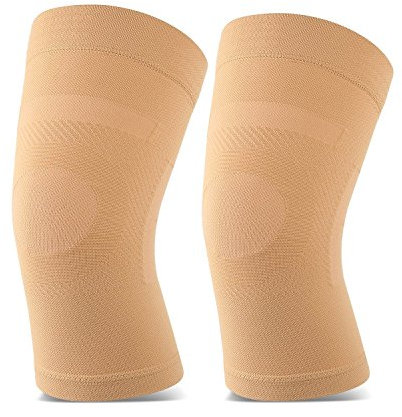 TOFLY Genouillère de compression, 1 paire genouillère légère fit pour les hommes femmes, genouillère de soutien pour le soulagement de la douleur, douleurs articulaires, arthrite, Beige X-Large