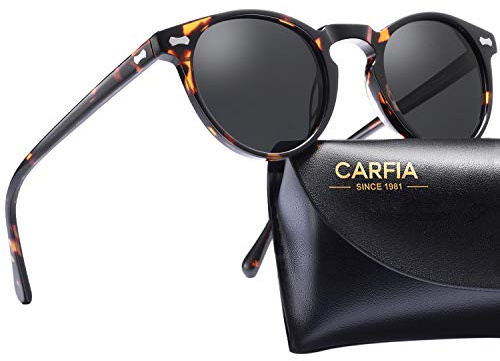 Carfia Retro Occhiali da Sole Uomo Polarizzati Occhiali Unisex per Uomo e Donna con Struttura in Acetato e Protezione UV400