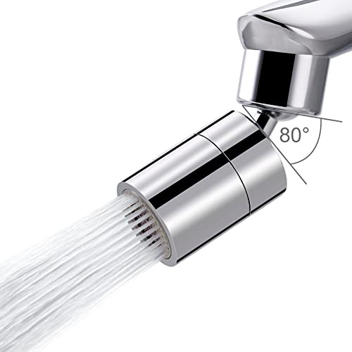 Waternymph Kitchen Sink Faucet Aerator Solid Brass - Big Angle Swivel Faucet Aerator Dual-Function 2 Sprayer Kitchen Faucet Attachment - 360-Degree Swivel - Polished Chrome/ 1.8GPM