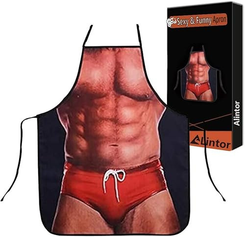 Alintor Secret Santa Gifts for Men, Funny Gifts for Men - Sexy Funny Novelty Apron, Mens Gifts for Christmas Stocking Fillers, Novelty Gifts for Dad/Husband/Boyfriend