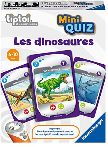 Ravensburger - Interaktives Spiel tiptoi® Mini Quiz – Dinosaurier – Elektronische Lernspiele ohne Bildschirm auf Französisch – Kinder ab 6 Jahren – 00 085
