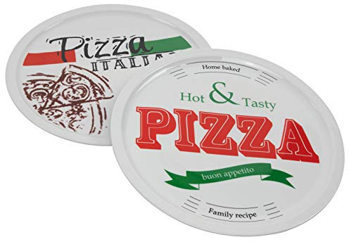 Spetebo 2er Set Pizza Teller - 31,5 cm - Pizzateller Speiseteller Porzellan Geschirr Tellerset