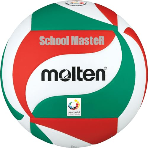 Molten Schoolmaster Volleyball, White/Green/Red, 5