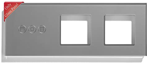 BSEED Panel de marco de vidrio con marco doble para WiFi Interruptor Persiana y enchufe doble,cristal panel de vidrio para WiFi Interruptor Persiana y toma de Gris 228 mm