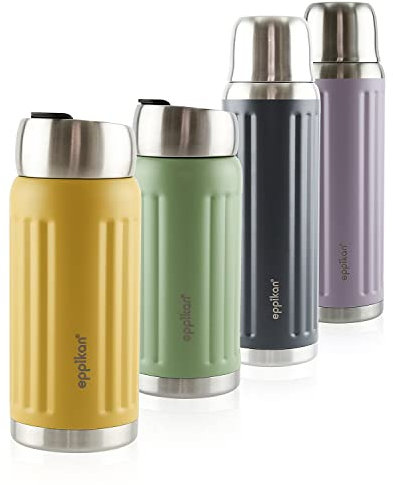 eppikan EppiGrand Edelstahl Thermobecher, Coffee-To-Go Becher, Isolierbecher, Travel Mug, 500 ml, auslaufsicher mit Click & Go Deckel (500 ml, Mustard Yellow)