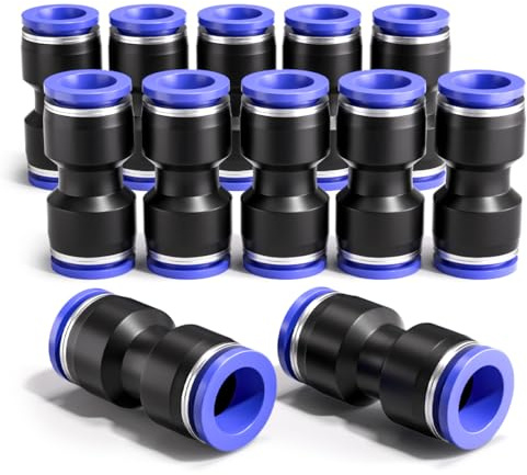 Bwintech 12 Pcs 4mm Spingere Dritto in Connettere Raccordo Pneumatico, 2 Way Plastica Quick Release PU Air Line Adapter