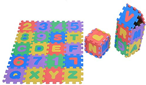 Eva-Schaum-Spielmatte für, 36 Stück, Weiche Eva-Schaum-Spielmatte, Zahlen- und Buchstaben-Puzzle-Spielmatten, Boden, und Babyzimmer, Dicker Farbboden, Puzzles