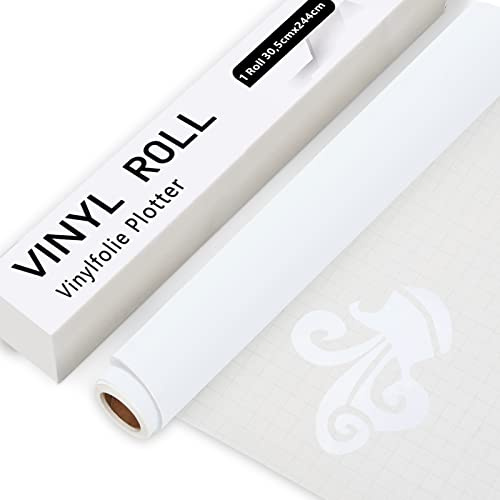 IModeur Vinylfolie Plotter Weiß - 30.5cm x 244 cm Matt Weiß Plotterfolie Vinyl für Silhouette Cameo, die meisten Schneidemaschine