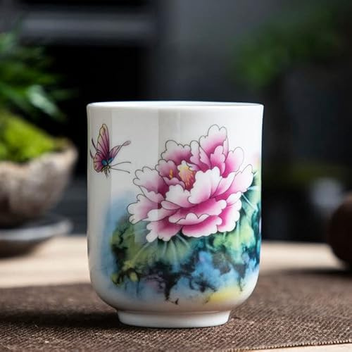 YUNKOU Teetasse im traditionellen chinesischen Stil, 180 ml, Keramiktassen, Keramik-Teetasse, Kaffeetasse, China, weißes Porzellan, Teeschale