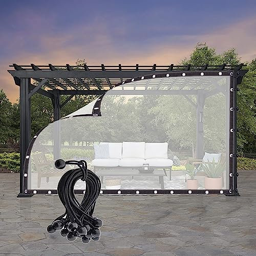 QSTGX Vorhänge Wasserdicht, 0,14mm Plane, Seitenwände, Seitenabdeckung, Outdoor-Vorhang mit Ösen für Garten, Terrasse, Veranda, Anpassbar (Color : Transparent, Size : 2.5x3.5m)