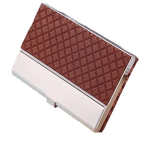 Visitenkartenhalter-Etui, Professionelles Edelstahl-Visitenkartenetui, schlankes Metallfach, Kartenhalter für Kreditkarten, Ausweiskarten (Braun)