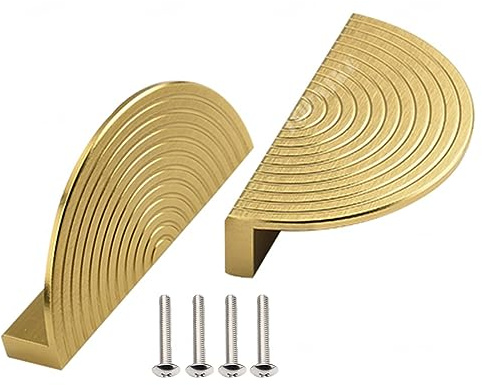 YQOLG87 Manopole per mobili (Oro),Maniglie per cassetti a semicerchio,Pomelli Decorativi Porta del Cerchio Semi con Viti (2 Pezzi) per Armadietto,Guardaroba,Armadio del Libro,4in/100mm