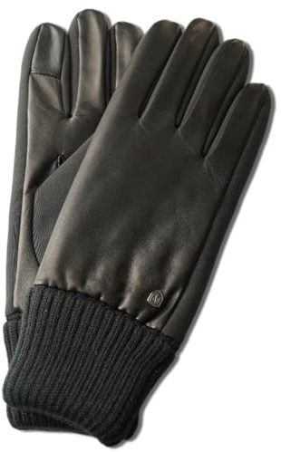 AKAROA ESTD 2019 Lederhandschuhe VAL für Damen und Herren, Touchscreen Funktion, italienisches Leder, Thinsulate Thermo Futter, Stretcheinsätze aus Softshell, Strickstulpe, 9 Größen