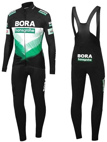 louizumify Herren Radfahren Lange Ärmel Anzug mit 3D gepolsterte Hose Stretch hohe Leistung Baumwolle und 3 Tasche