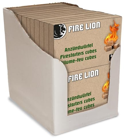 FIRE LION cubetti di accensione per camino, barbecue e stufa – particolarmente molti accenditori di ottima qualità – 24 piastre di accensione da 32 cubi – Cubi di accensione per piante Made in