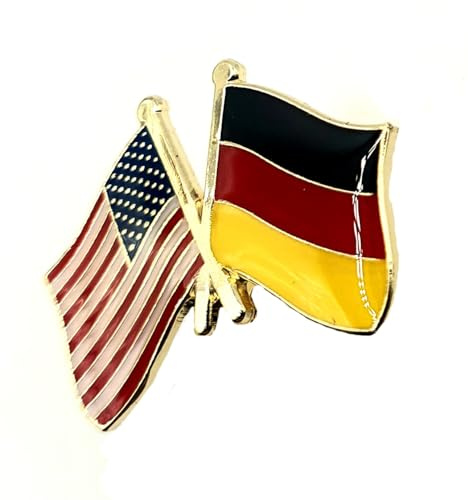Anstecknadel aus Metall mit Emaille, Motiv: Deutschland, USA, Vereinigte Staaten von Amerika, Freundschaft, Metall