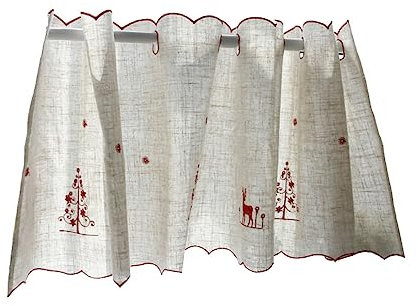 IMIKEYA Rote Weihnachtselch-halbvorhänge Kuchenvorhang Mit Schlichtem Druckdesign Beschl Für Fenster Küchenschränke