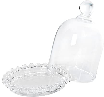 SHOWERORO Miniature Cake Plate Lid Bell Jar Cloche Set of Dessert Tray for Cake Stand Cover Heat Preservation