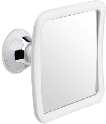 MIRRORVANA Fogless Shaving Mirror with Suction, 16cm x 16cm (Pure White) | Anti Fog Shower Mirror with 360° Swivel for Bathroom; Anti Mist, Shatterproof Design for Clear, Confident Daily Grooming