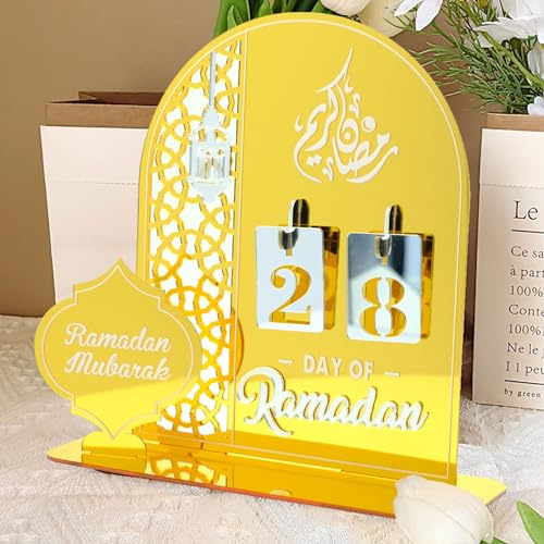 TZEKING Ramadan Kalender Countdown,30 Tage Eid Mubarak Kalender,Digitaler hängender Countdown Kalender,Acrylic,DIY Gebet Ramadan Mubarak Deko,Ramadan Kalender Home Party Dekoration Craft Ornament