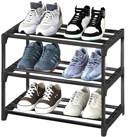 jiangwangda 3-Tier Shoe Rack - Lightweight, Narrow Shoe Storage Organizer for Entries, Hallways and Closets