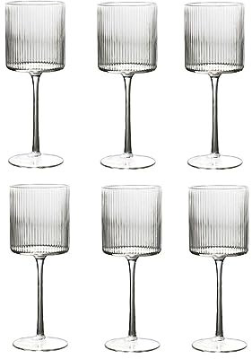 SUREK Hermosamente Copas de Vino clásicas, Copas de champán de Tallo Largo Redondo, Copas de Vino Tinto, Juego de Copas de Vino Blanco Personalizado