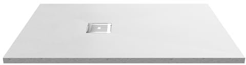Balterley 1200 x 800 mm Rectangular Shower Tray, Slimline Shower Trays, Durable Stone Resin Base Trays for Bathroom Enclosure Cubicle, Lightweight Rectangular Tray for Wetroom Showers (Slate White)