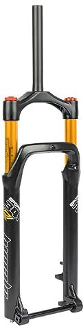 QHIYRZE 26 Zoll Mountainbike Federgabel 5,0 Reifen Fatbike Gabel Federweg 100 Mm 1-1/8 Gerade MTB-Luftgabel Steckachse 15 X 150 Mm Manueller Lockout(Gold 26'')