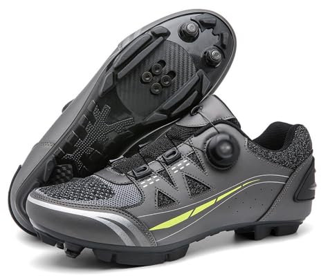 ENEN Herren Fahrradschuhe, Damen Unisex Mountainbike Schuhe Kompatible SPD 2 Schrauben mit Delta Lock Pedal, 36-47 EU Atmungsaktive MTB Radschuhe Reitschuhe
