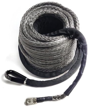 HOARLICN Cabrestante de 10 mm x 30 m, cuerda de cabrestante sintético, plástico, adecuado para cables forestales con gancho giratorio, cuerda de elevación para cable de cabrestante, buggy, guía de
