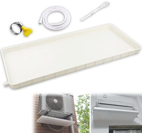 Auffangwanne mit Ablauf, Kondensatwanne für Klimaanlagen, Kondensatablaufwanne für Außengerät Kunststoff Wassersammler Ablaufgarnitur Tropfschale(1-2P-400cm Hose)